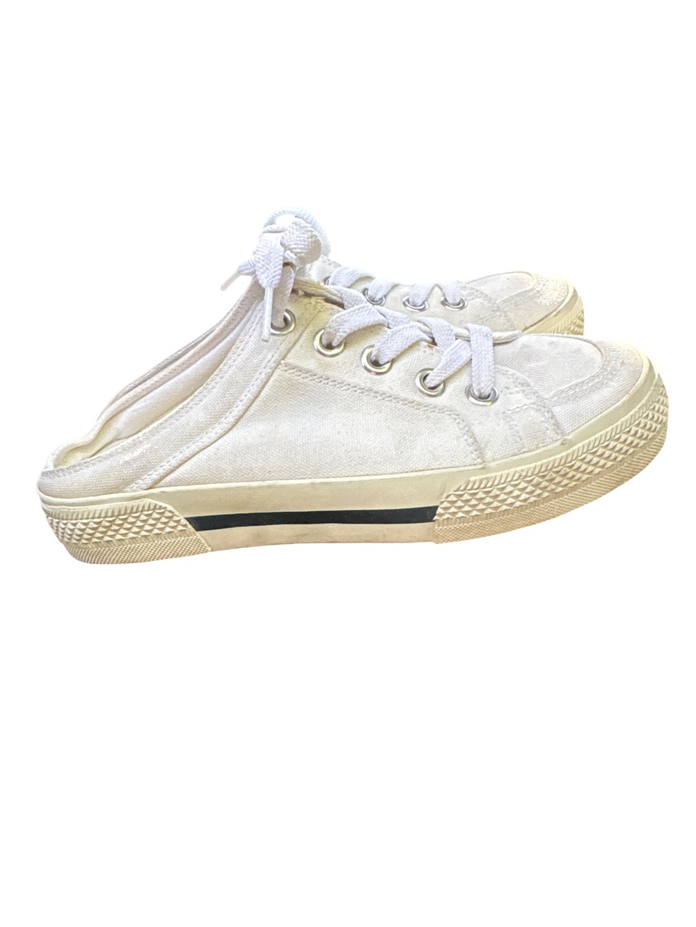 Naturalizer White Canvas Slip-On Sneaker Mules - size 6.5